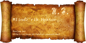 Mlinárik Hektor névjegykártya